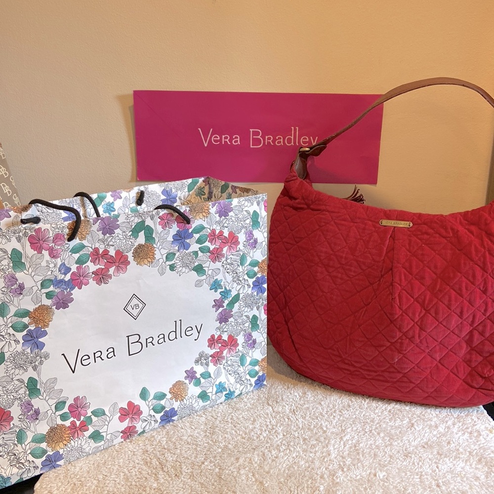 Vera Bradley Red Quilted Hobo Purse